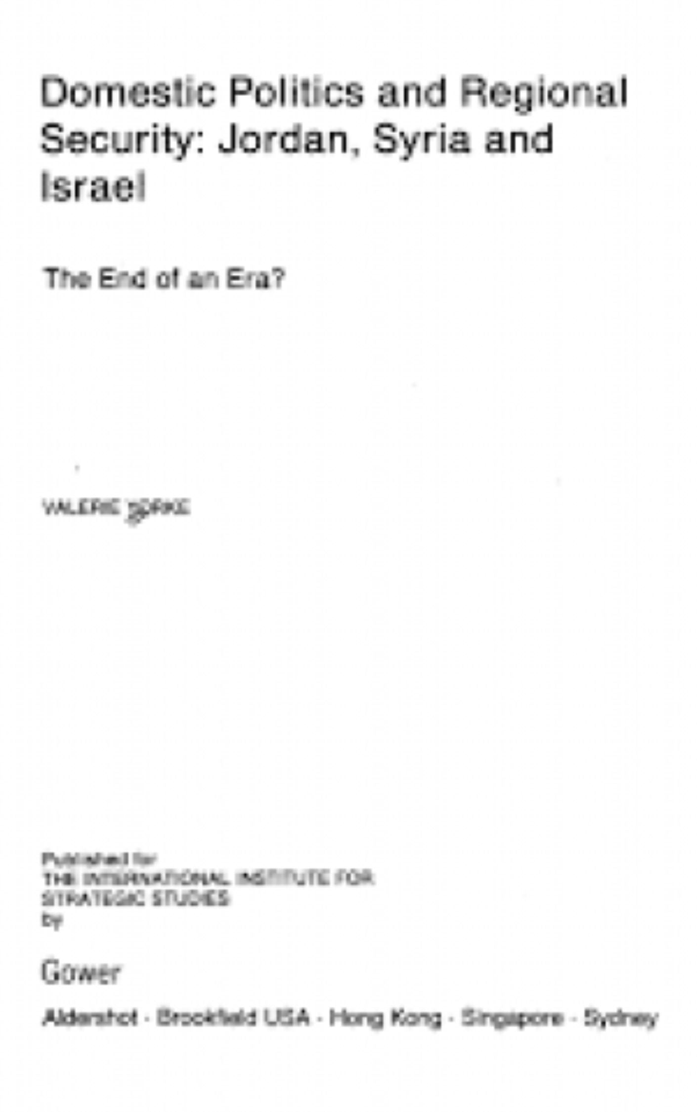 DOMESTIC POLITICS AND REGIONAL SECURITY