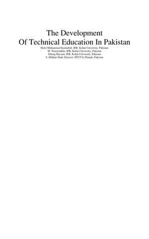 TECHNICAL EDUCATION PLAN FOR PAKISTAN