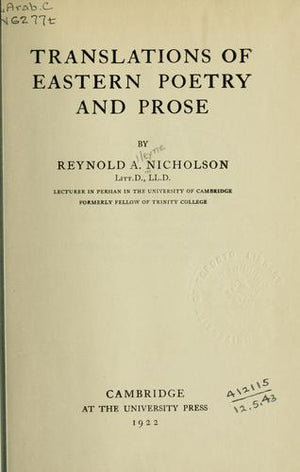 TRANSLATIONS OF EASTERN POETRY AND PROSE